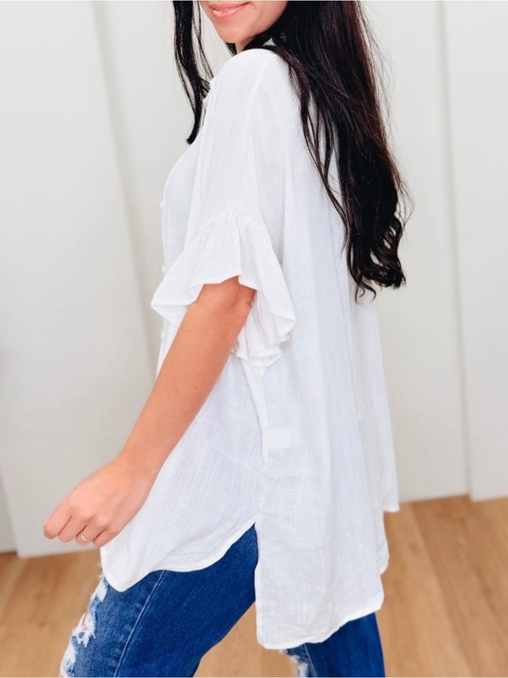 White Linen button down - Picture 2 of 7